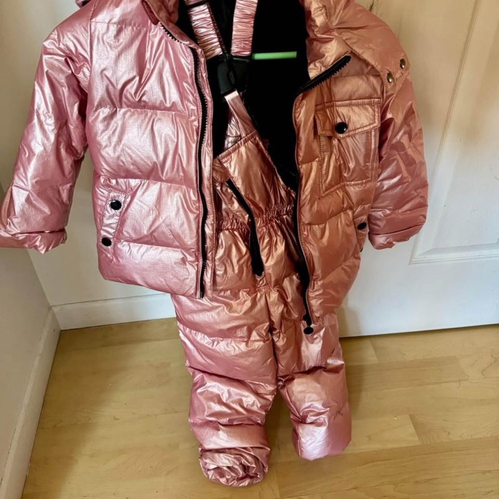 Pink Metallic Puffer Jacket with Quilted Insulation